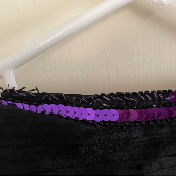Lawrence Kazar Retro Vest Black Silk with Blue and Purple Sequins XL - Picture 6 of 6